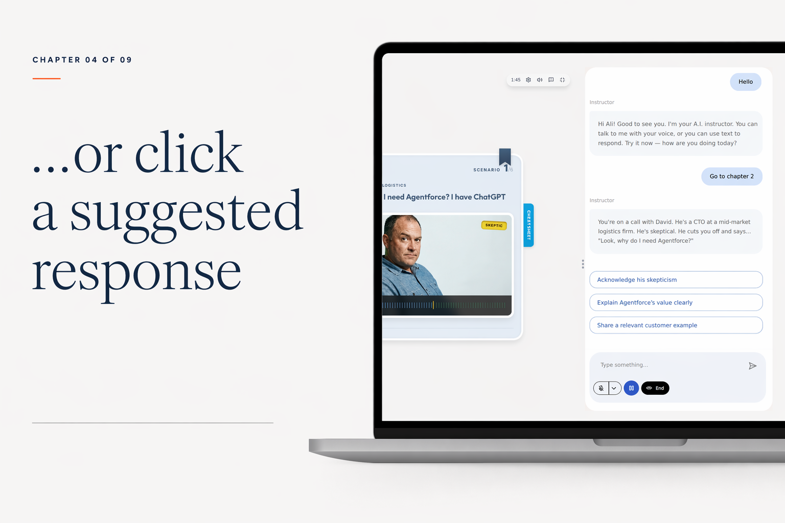...or click a suggested response.